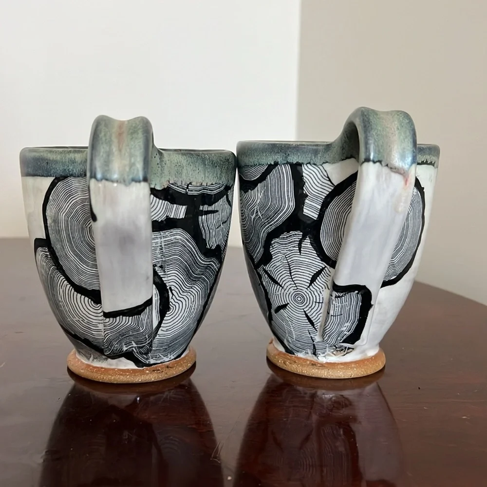 Pottery Nature Inspired Wood Grain 2 Coffee / Tea Mugs - Picture 12 of 14
